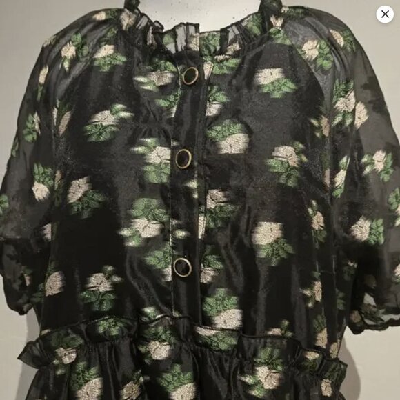 Maeve Anthropologie Like New! V-Neck Floral Tiered Tunic Mini Dress - L - Picture 9 of 12